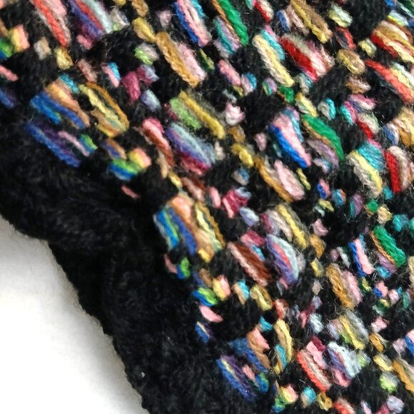 CHANEL Vintage Luxury Black Multi-Color Woven Fringed Cashmere Shawl Wrap Scarf - Picture 11 of 16